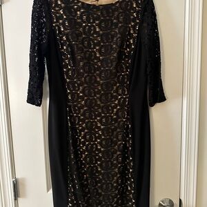 Anne Klein Black Sheath Dress with 3/4 Sleeves for Cocktail